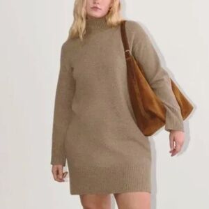 NWT Everlane The Sweater Dress in Plush Cotton XS Heather Taupe